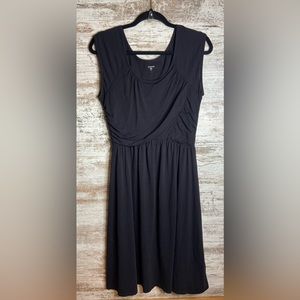 Garnet Hill black scoop Neck Wrap Lined Jersey Dress Sleeveless knee  sz 6 EUC